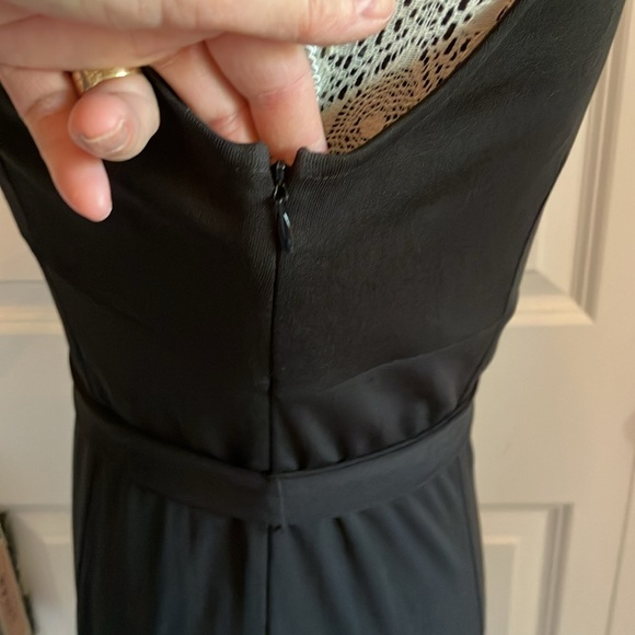 Vnecked slip LBD w/darted bust & gorgeous white embroidery bordered bottom - Picture 6 of 15